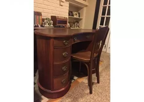 Antique Kidney Shaped Desk & Chair