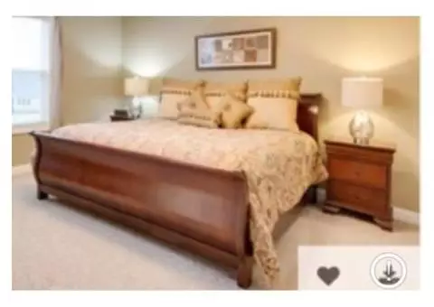 King Sleigh Bed with Bedding